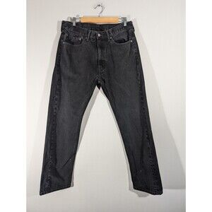 Levi's 505 Jeans Men Sz 36 Black Denim Straight Leg Pants 0260